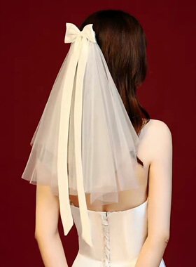 头纱女求婚领证登记新娘结婚拍照道具2026新款小头饰短款简约旅拍