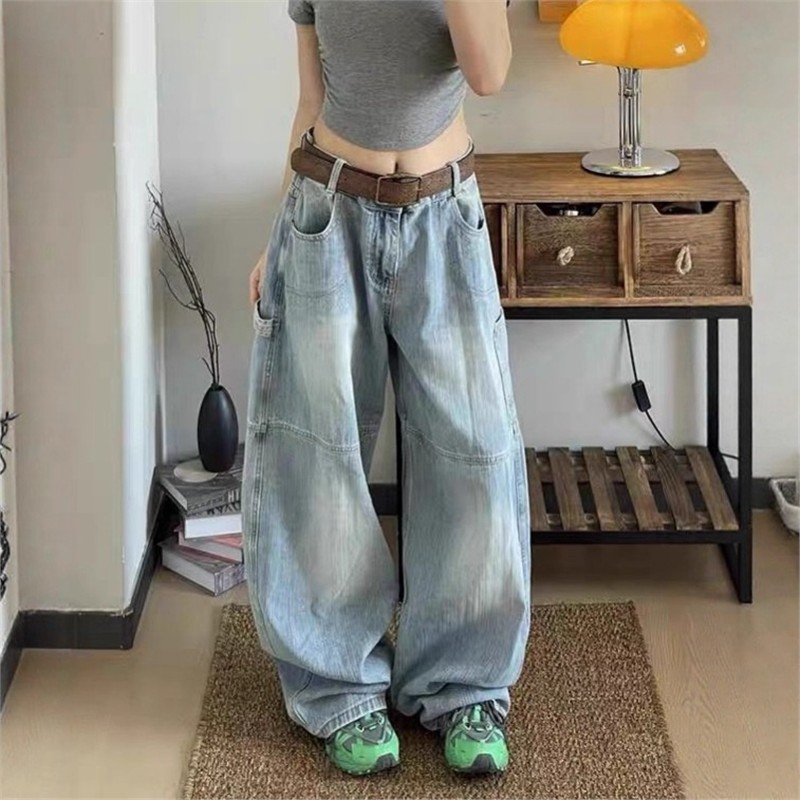 文恭子高街弯刀牛仔裤宽松阔腿2025秋季新款慵懒风显瘦垂感弯刀裤