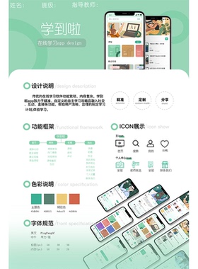 在线学习类app界面ui设计高保真原型展板xd源文件含交互