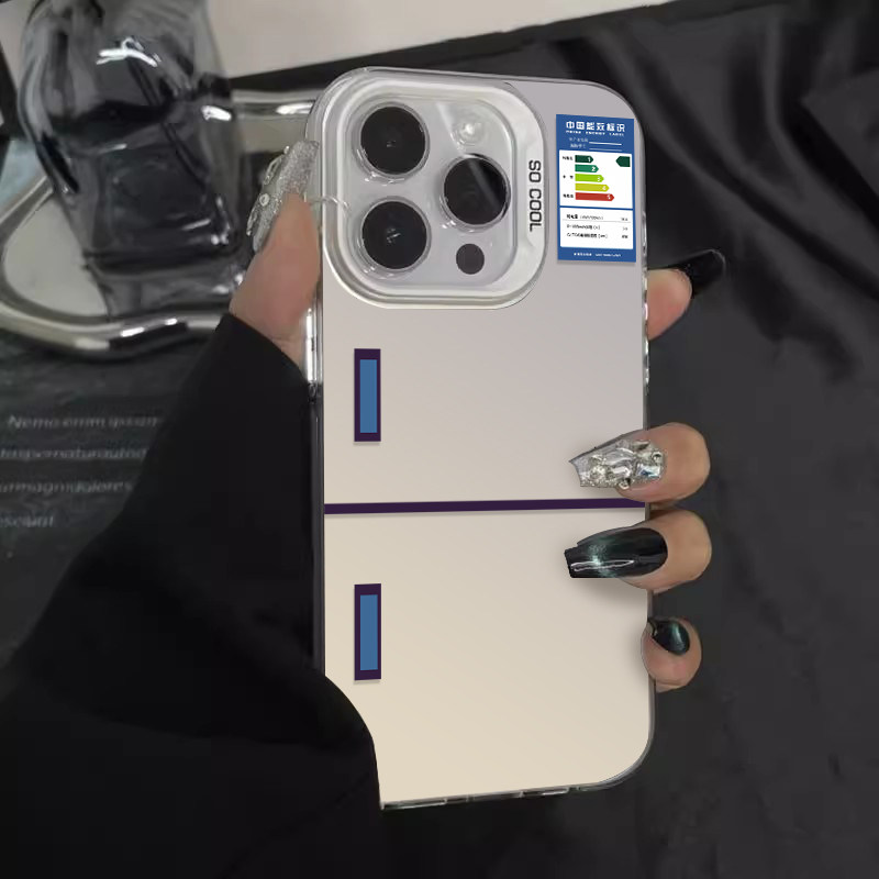 电冰箱适用苹果15手机壳新款iPhone高级感14promax的套13全包ip12防摔个性11pro彩银xsmax男女生款xrpluspor