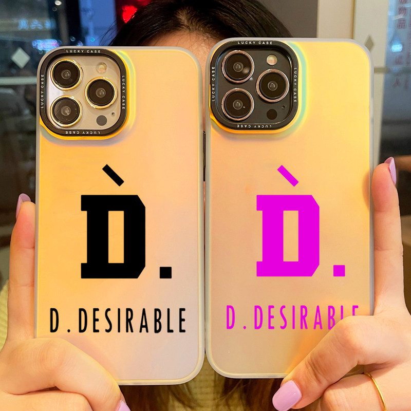 王鹤棣潮牌D.Desirable苹果15手机壳华为mate60pro明星同款/小米14/VIVOX100/IOQQ/OPPO创意简约渐变镭射壳