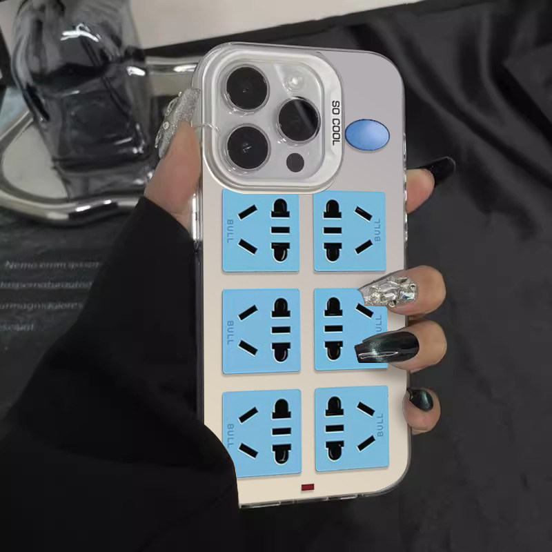 插排适用苹果15手机壳新款iPhone14promax套ipone13奇怪的插座12mini全包pro彩银xsmax创意潮8plus7p男女款xs