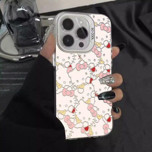 hellokitty猫适用苹果15promax手机壳新款iPhone14套ipone13高级感12mini全包11pro彩银xsmax可爱8plus7p女xs