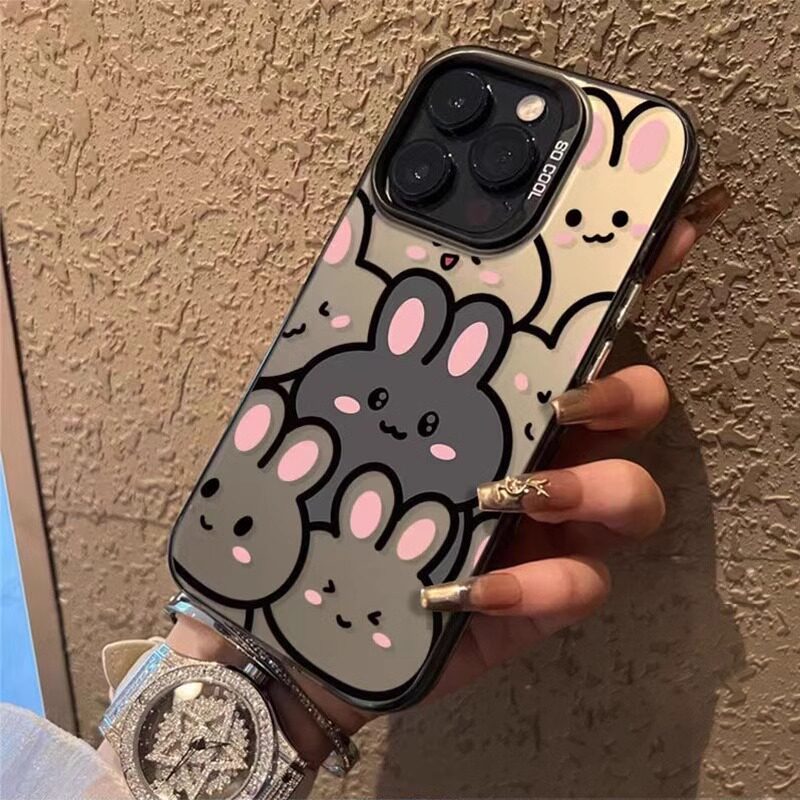 适用苹果15promax手机壳满屏可爱兔子iphone14plus保护套个性创意13pm高级感12男11女生xs网红xr小清新x卡通