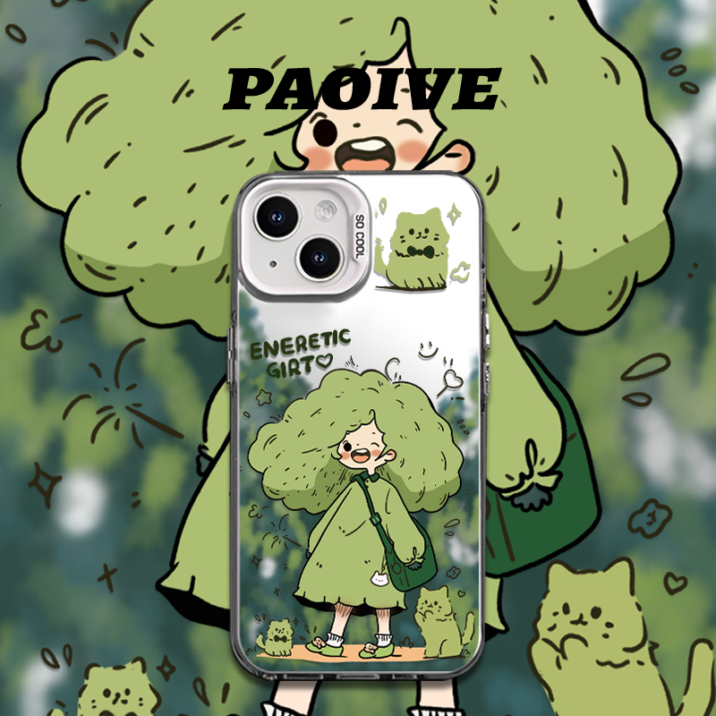 西兰花女孩适用苹果15手机壳新款iPhone14promax保护套ip13高级感12mini网红防摔proxsmax可爱8plus7男女款xs