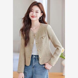 小香风外套女薄款2025春秋新款气质高级感西装小个子短款修身上衣