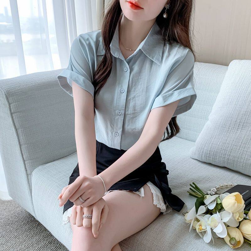 2025年夏季新款职业雪纺衬衫女短袖气质百搭职场女士衬衣薄款上衣