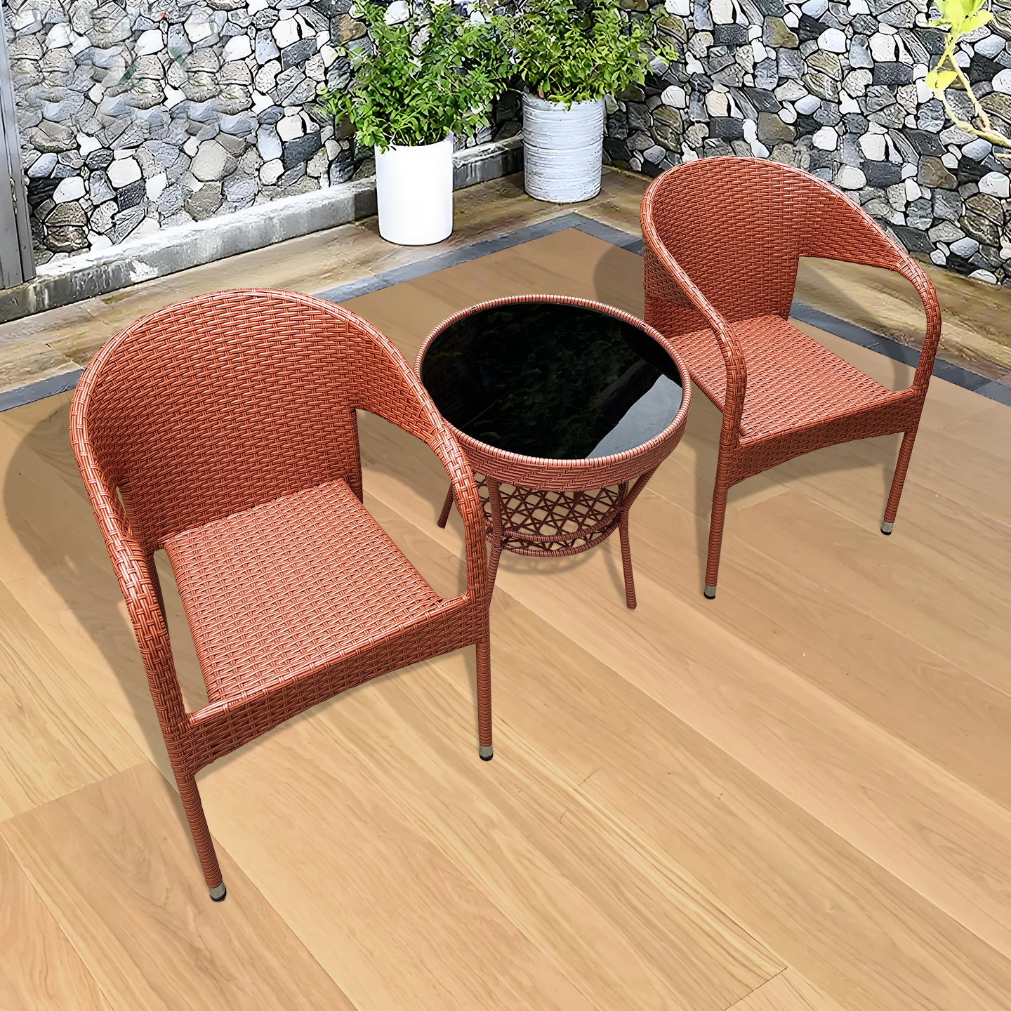 别墅庭院防水防腐藤桌椅组合加大