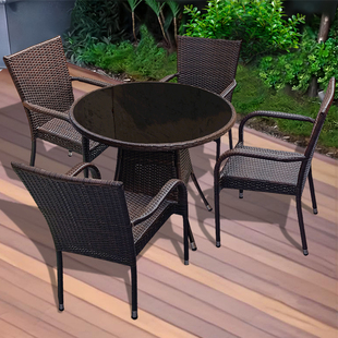 室外户外花园藤椅庭院桌椅五件套露台藤条椅休闲露天腾椅座椅