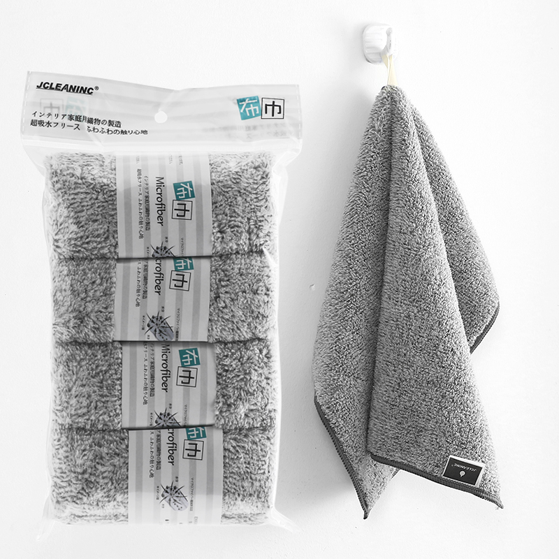4条挂式炭纤维抹布厨房吸水不掉毛擦手巾家用清洁毛巾擦灰擦桌布