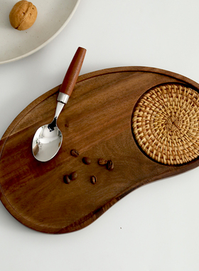 日式实木托盘木质餐盘甜品咖啡点心盘子INS摆盘小清新糕点碟子