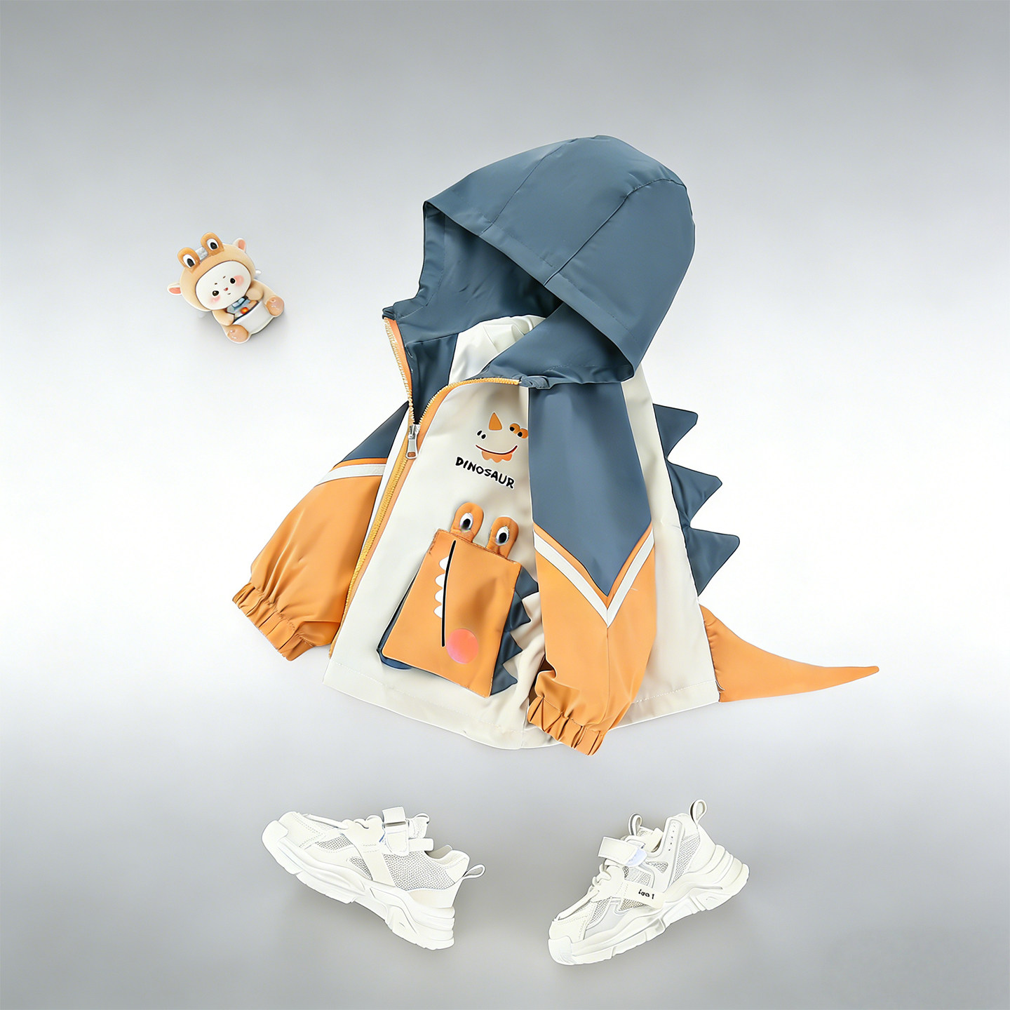 男童春装恐龙连帽外套2026春秋休闲上衣婴儿宝宝卡通可爱衣服童装