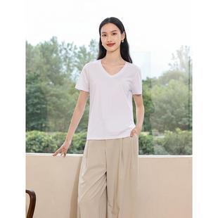 透气防晒显瘦短袖 桑蚕丝丝光棉T恤女宽松2025简约基础款 上衣