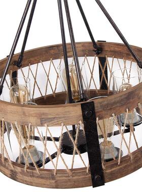 家直五头圆形木供艺北欧酒店吊灯家灯居现代简约客厅客房卧厂室具