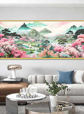 自粘砖石画满钻迎春图桃源仙境