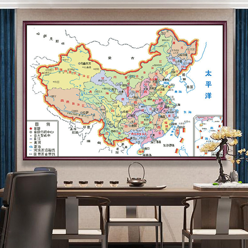 2026新款印花十字绣中式现代客厅大幅中国地图自己绣