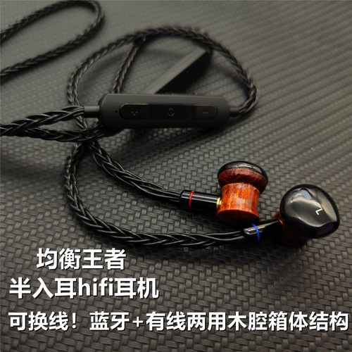 均衡王者檀木半入耳式发烧HiFi级mmcx换线diy蓝牙有线type c耳机