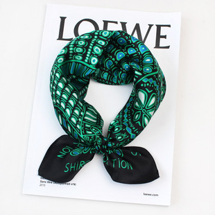 53cm小方巾大象黑绿色真丝丝巾小方巾女春秋桑蚕丝装饰百搭围巾