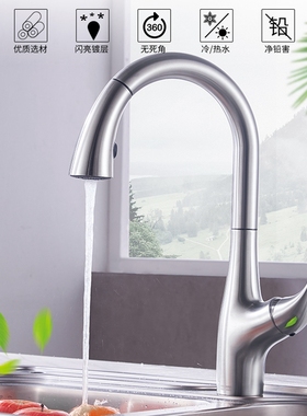 弗兰卡 厨房可旋转冷热抽拉水龙头CT994C全铜水槽龙头 220-1143