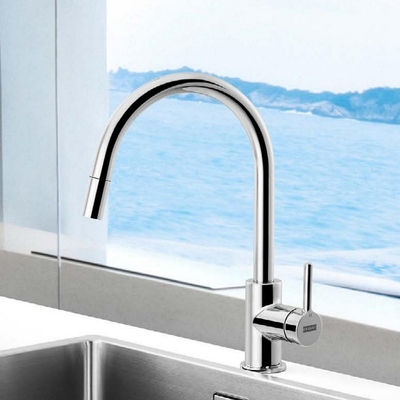 弗兰卡家用厨房铜合金镀铬可旋转抽拉冷热水龙头CT933C 220-1198