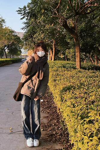 灰色连帽棉服加厚保暖短款韩系