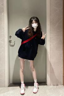美式 上衣外套 复古重磅连帽卫衣薄款 秋宽松百搭oversize纯色基础款
