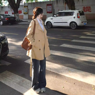 小个子中长款风衣外套通勤慵懒风