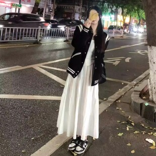美式bf风撞色毛呢棒球服女设计感宽松高街休闲小个子夹克外套情侣