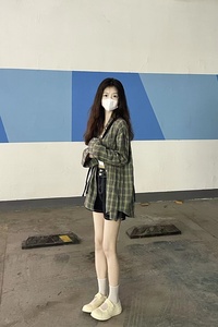 格子防晒衬衫外套条纹垂感设计感小众韩版宽松慵懒Polo长袖上衣女