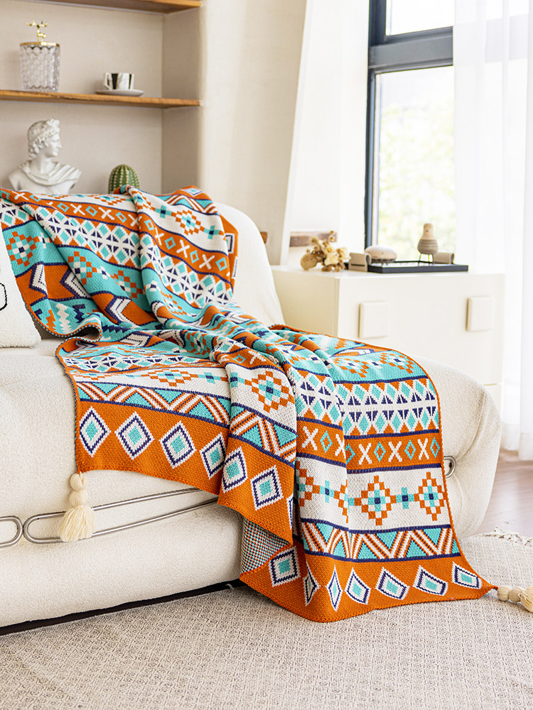 레트로 보헤미안 소파 담요 사무실 두꺼운 니트 낮잠 에어컨 던지기 담요 단일 담요 목도리 담요