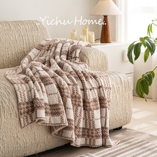 格子半边绒休闲盖毯办公室午睡毯沙发毯子披肩毯空调毯装饰毛毯