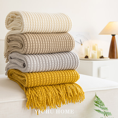 纯色沙发毯四季通用盖毯