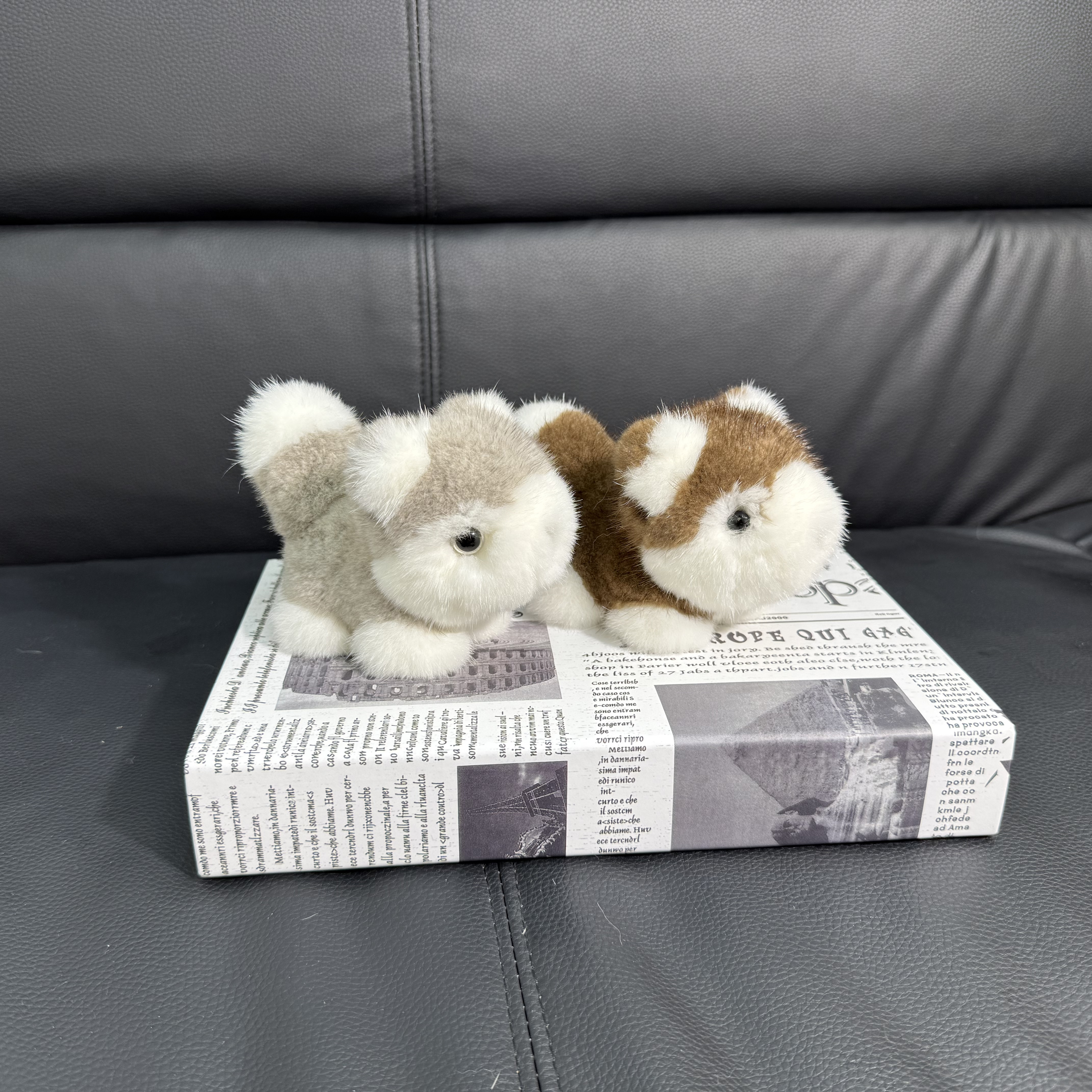 可爱哈士奇真水貂毛汽车钥匙扣挂件毛绒玩具公仔包包挂饰礼物女