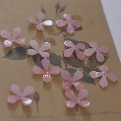 Pink|美国进口蛋白粉色四瓣花片中古DIY发簪手工手作配件vinatge