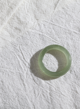 32号戒指 和田玉晴水青白大尺码指环 4423