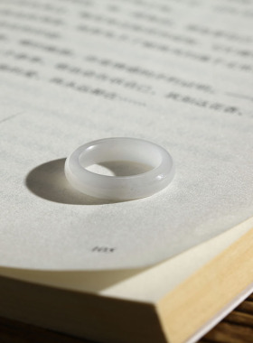 13号戒指 和田玉烟紫圆条素圈指环 4993