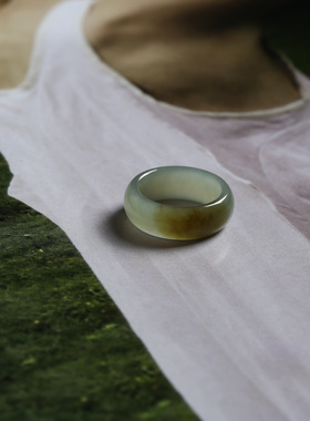 7号戒指 新疆和田玉糖料糖青玉小尺码圆弧素圈指环 尾戒 5770