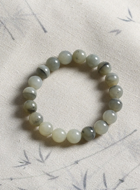 卡10mm籽玉圆珠 新疆和田玉青花籽料 3004