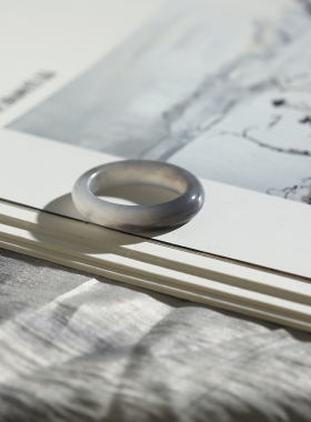 10号戒指 和田玉烟紫圆条素圈指环 352