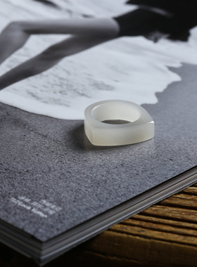 10号戒指 和田玉烟紫中宽马鞍款指环 4679