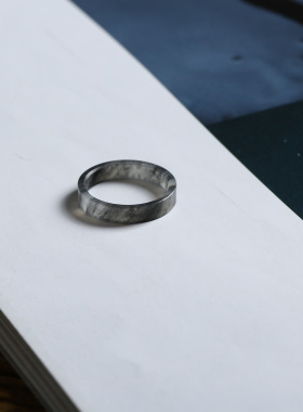 9号戒指 新疆和田玉青花籽料 籽玉窄条直切款薄款指环 2888