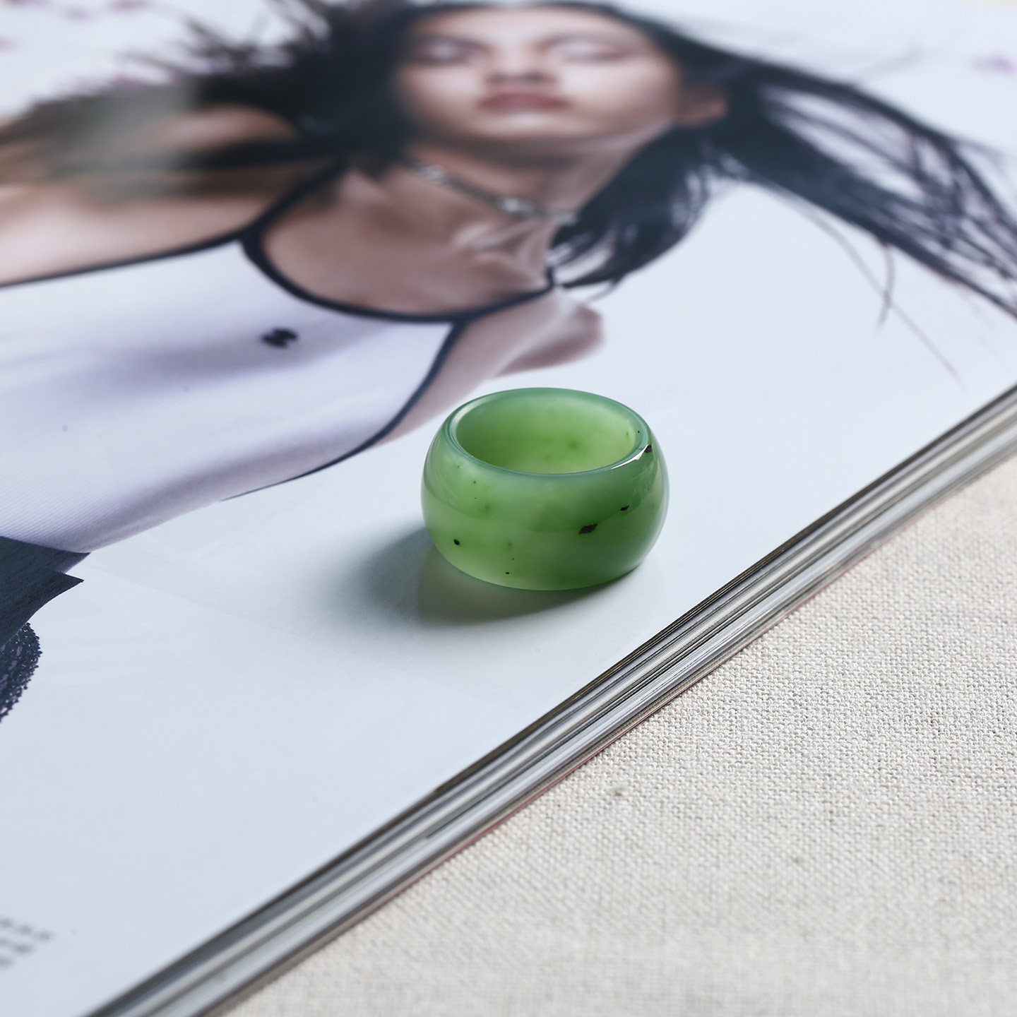 15号戒指 和田玉碧玉俄碧老料轮胎款指环 2045,珠宝/钻石/翡翠,手饰,淘宝优惠券,粉丝福利购,淘宝优惠卷