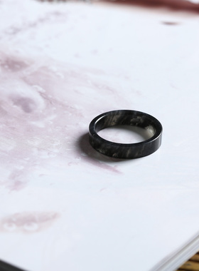 20号戒指 新疆和田玉青花籽料 籽玉磨玉超薄直切款方口指环 9176