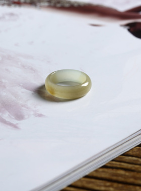 7号戒指 新疆和田玉糖料糖玉小尺码圆弧素圈指环 尾戒 9180