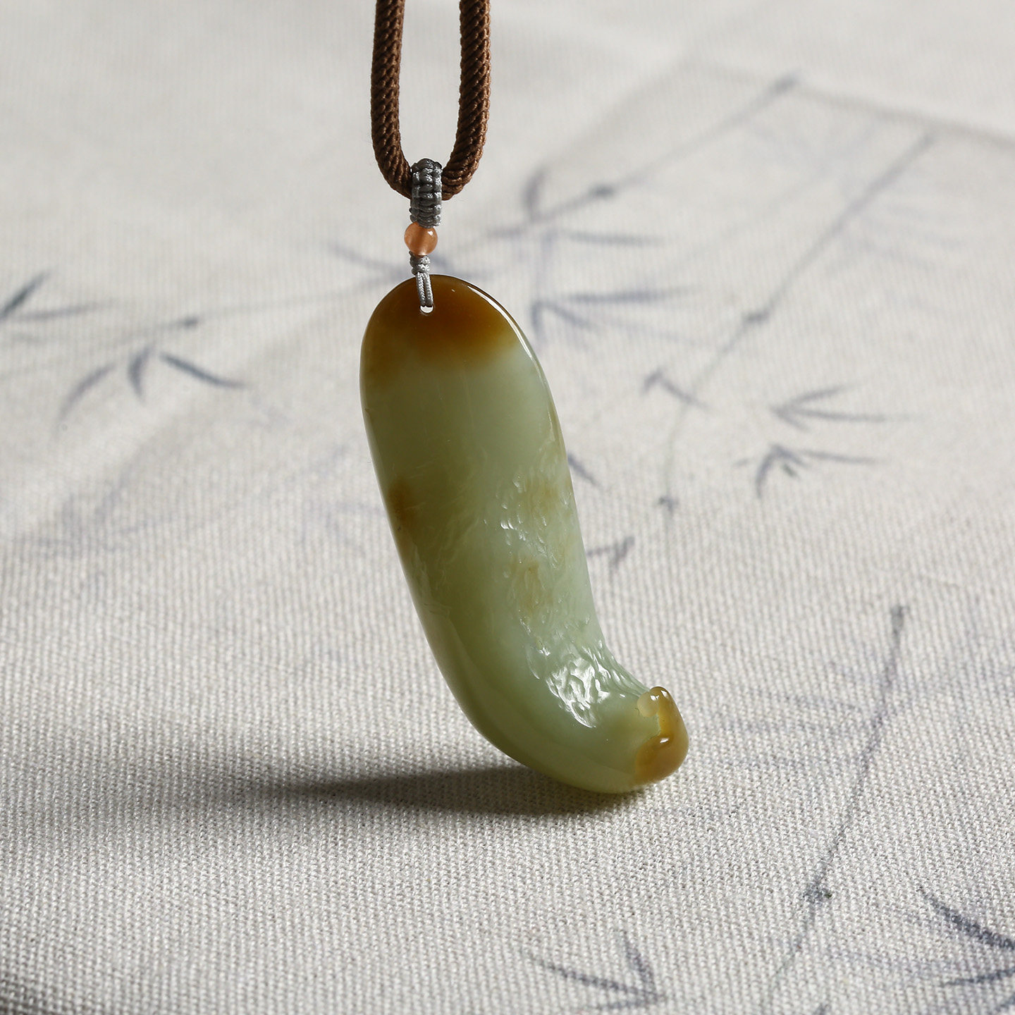 悟道挂件 新疆和田玉黄口料糖黄口纯手工雕刻玉石吊坠 8377