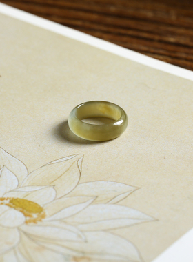 7号戒指 新疆和田玉糖料糖玉小尺码圆弧素圈指环 尾戒 2320