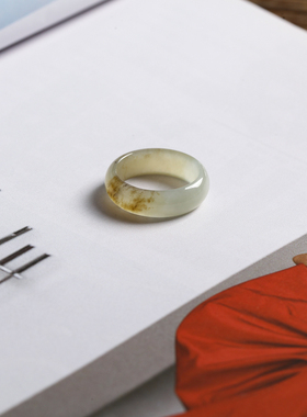 13号戒指 新疆和田玉糖料糖玉泥鳅背薄款素圈指环 3014