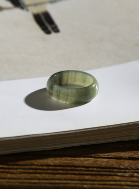 13号戒指 新疆和田玉若羌青花指环 823