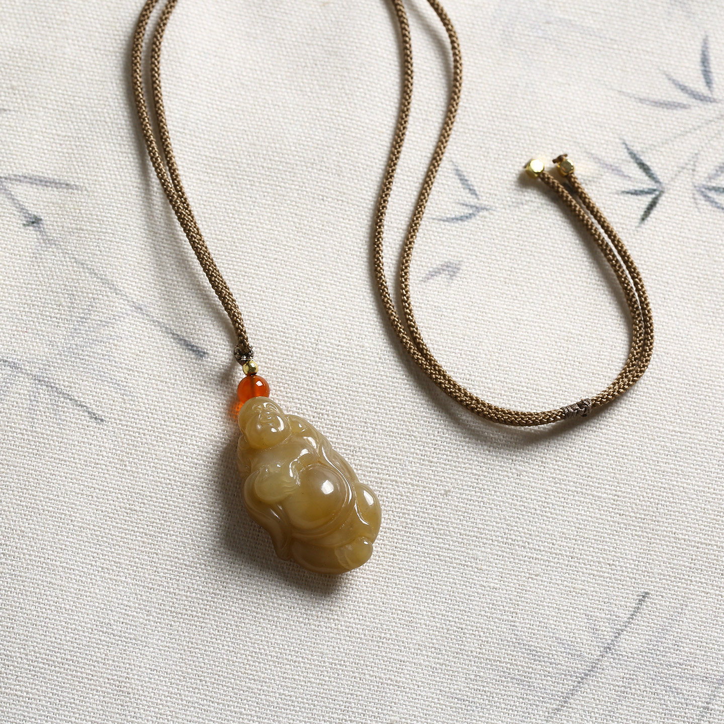 玉佛 弥勒佛挂件 和田玉糖料糖玉纯手工雕刻 笑口常开  8357