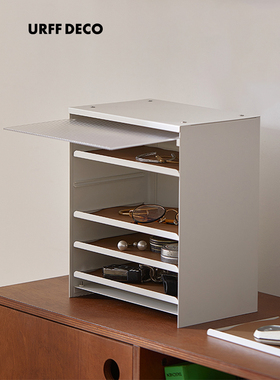 URFF DECO极简玄关桌面收纳架香水杯子抽屉式置物架手办展示白色